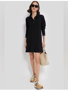 NWT Tuckernuck Piqué May Long Sleeve Polo Dress Black - S